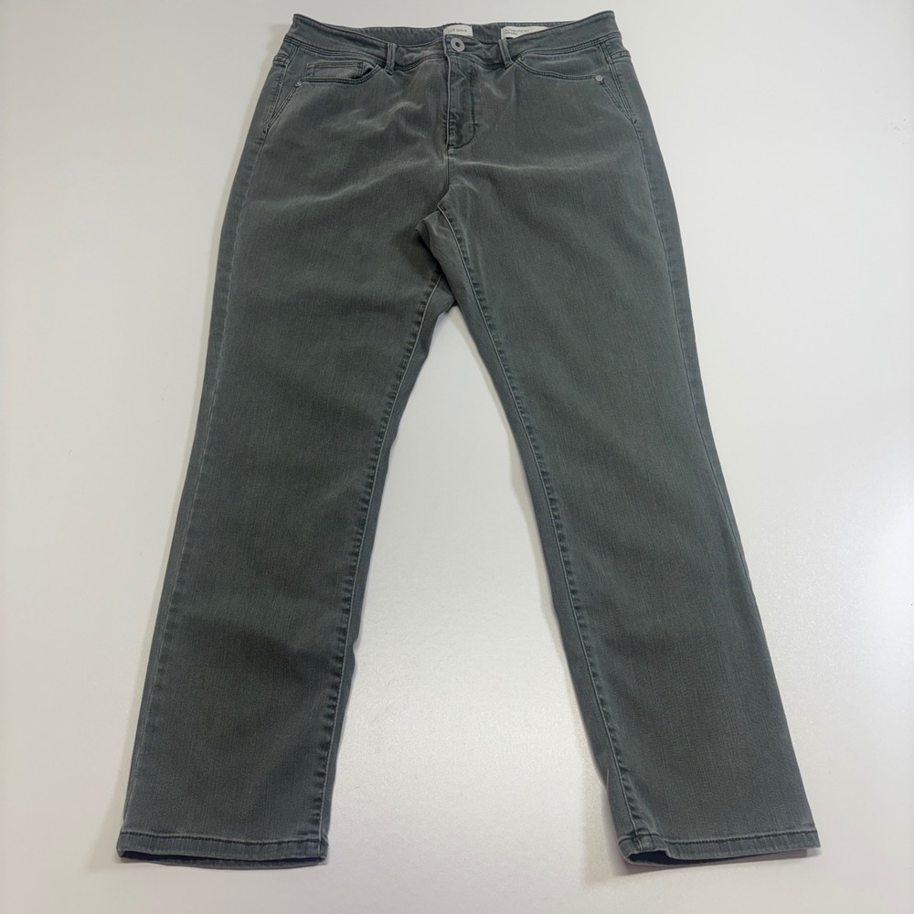 J. Jill Denim Authentic Fit Jeans 12 Olive Green Slim Ankle Stretch